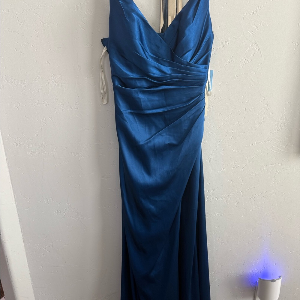 Sleek Sapphire Floor Length Dress